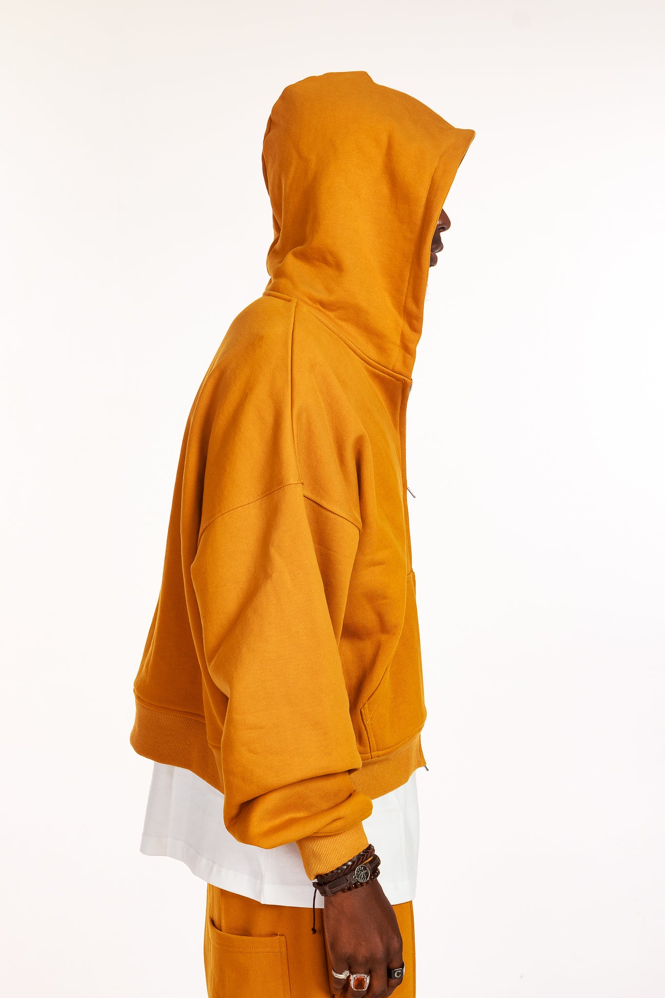 VINTEG UNIQUE ZIPPER HOODIE - MUSTARD YELLOW