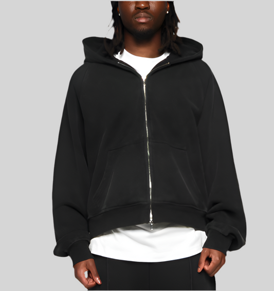 VINTEG WASHED BLACK ZIP HOODIE