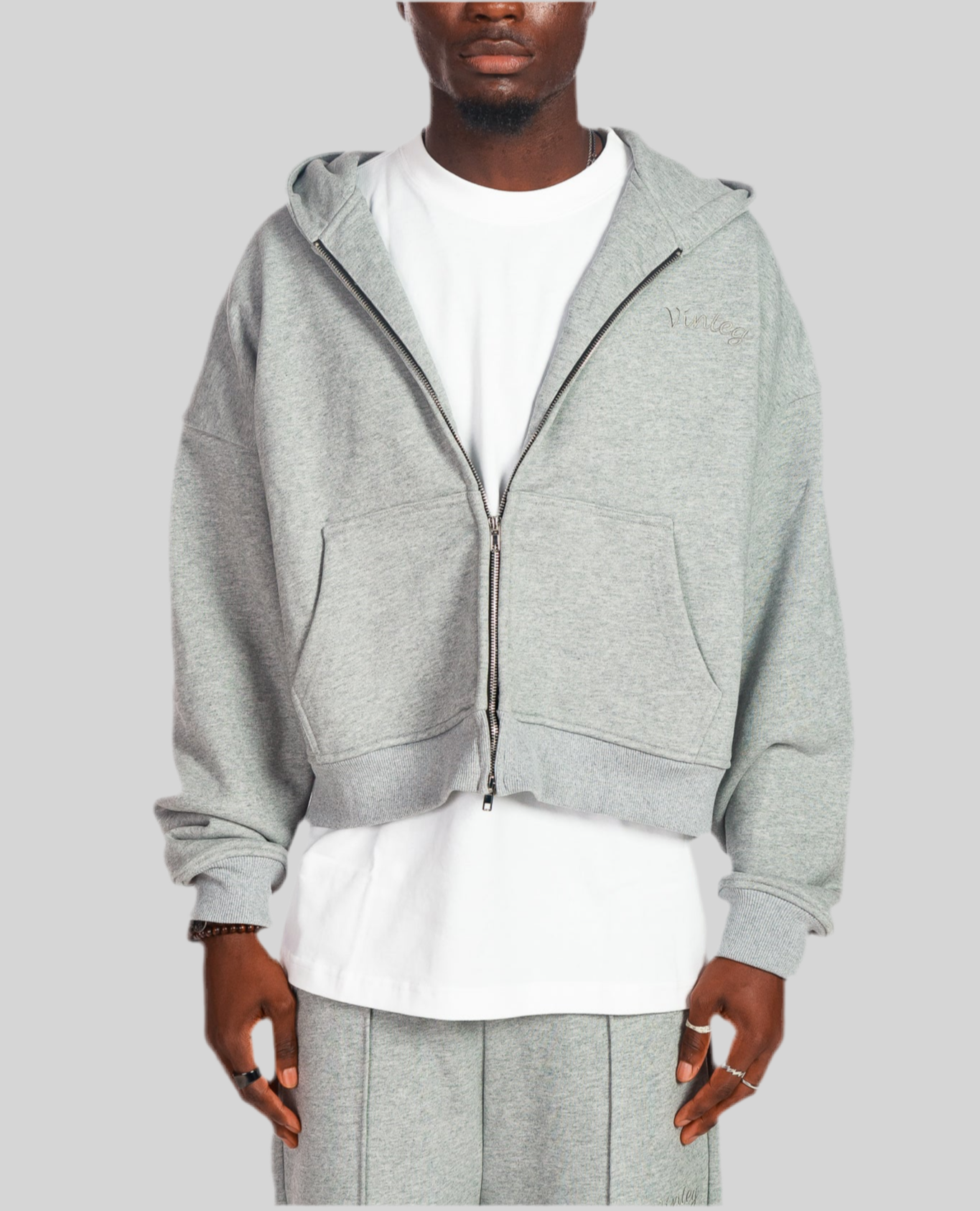 VINTEG UNIQUE ZIPPER HOODIE - GREY
