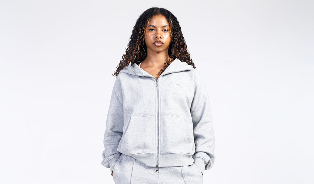 VINTEG METALLIC ZIPPER HOODIE - GREY