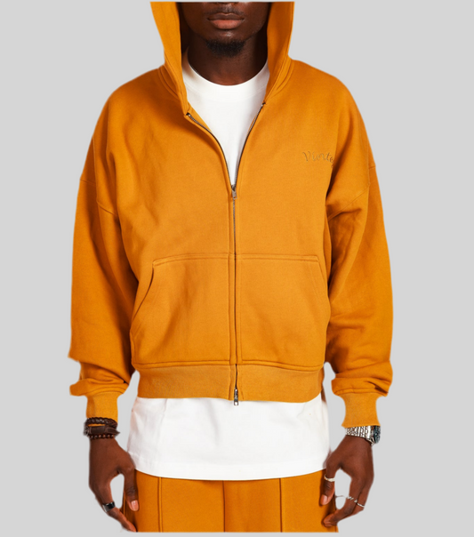 VINTEG UNIQUE ZIPPER HOODIE - MUSTARD YELLOW