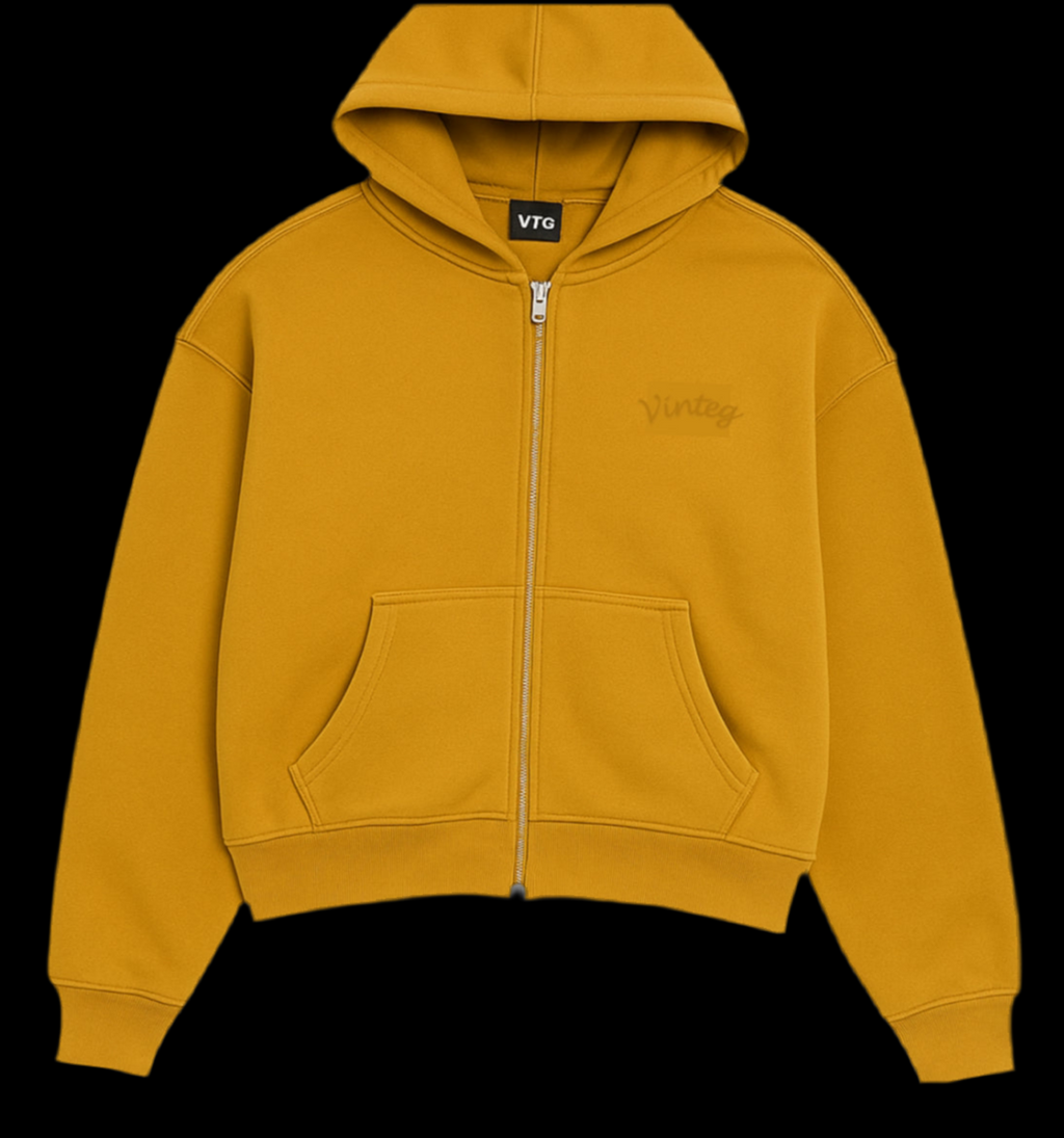 VINTEG UNIQUE ZIPPER HOODIE - MUSTARD YELLOW