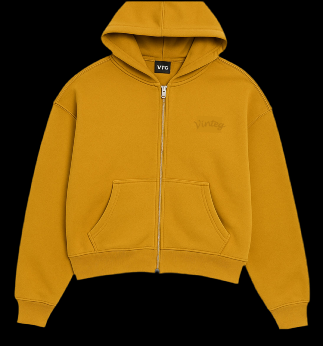 VINTEG UNIQUE ZIPPER HOODIE - MUSTARD YELLOW