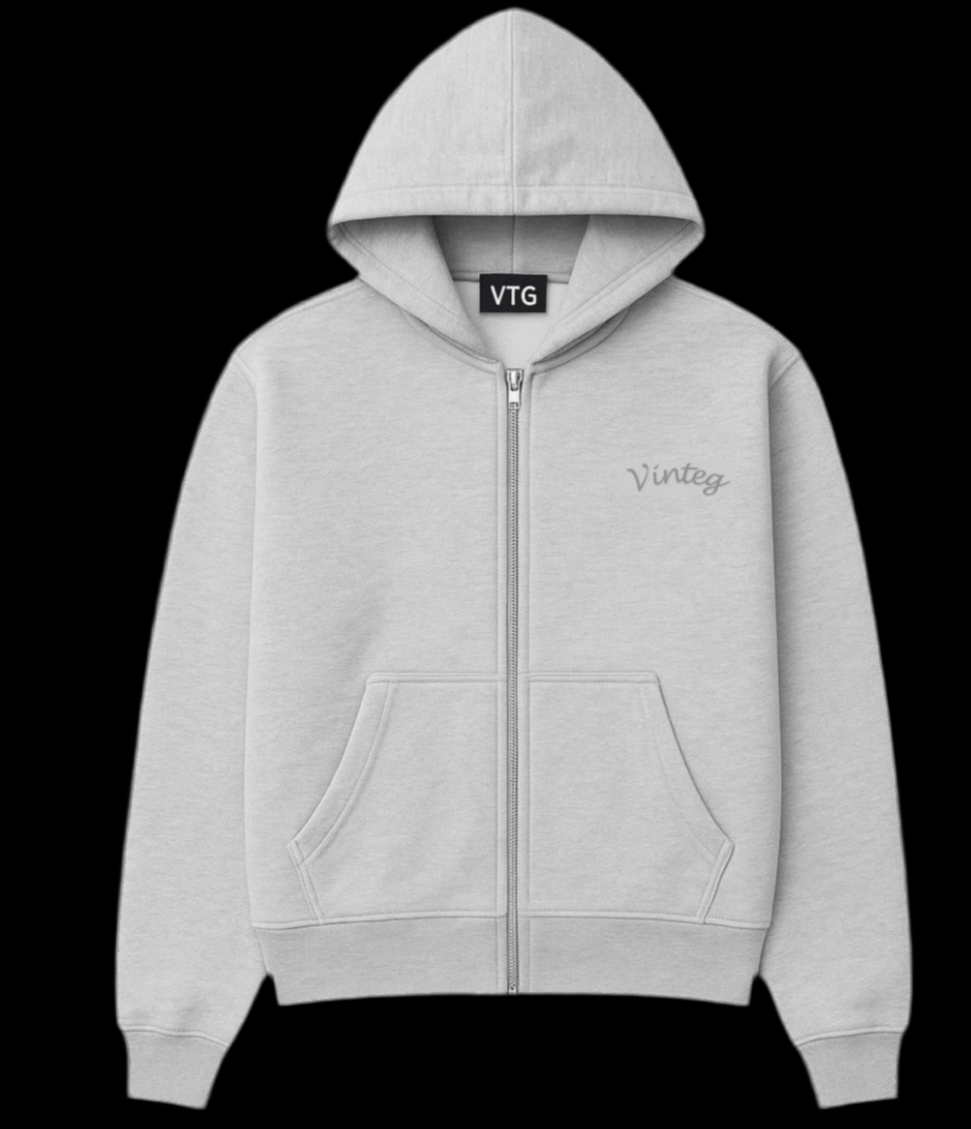 VINTEG UNIQUE ZIPPER HOODIE - GREY